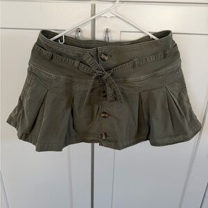 American Eagle Olive Green Button-Up Mini Skort